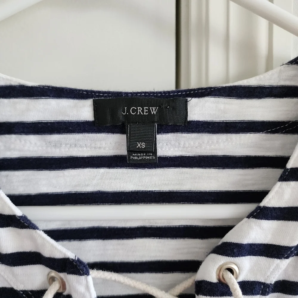 J. Crew Swingy Striped Poplin Lace Up Sailor T-Shirt Size XS